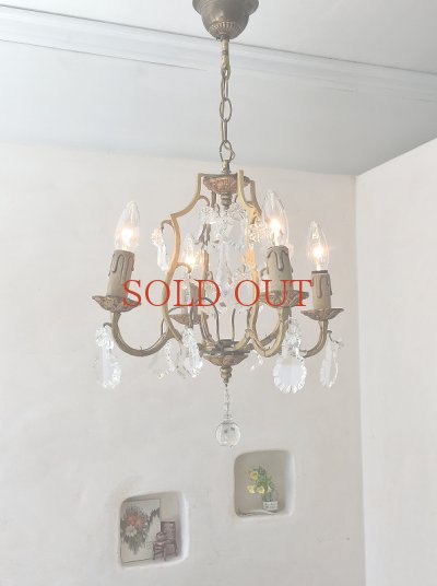 画像18: フランス 小振りでかわいい ４灯シャンデリア