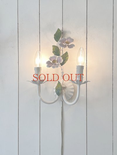 画像6: フランス ピンクのお花がかわいい アイアンウィールライト