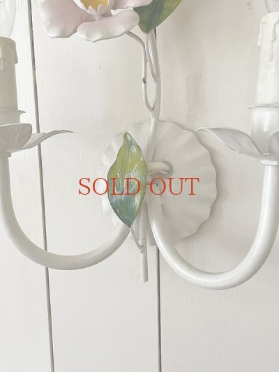 画像9: フランス ピンクのお花がかわいい アイアンウィールライト