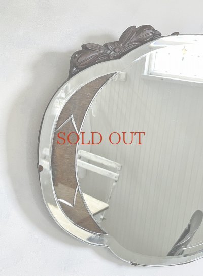 画像2: イギリス お花模様が かわいい木製ミラー  30%OFF 