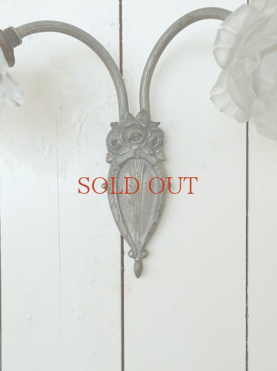 画像6: フランス グレーガラスの 薔薇ウォールライト