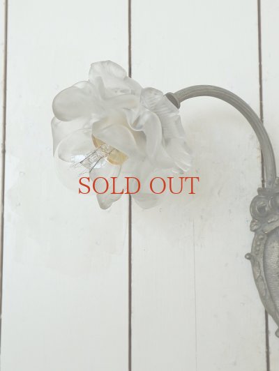画像9: フランス グレーガラスの 薔薇ウォールライト
