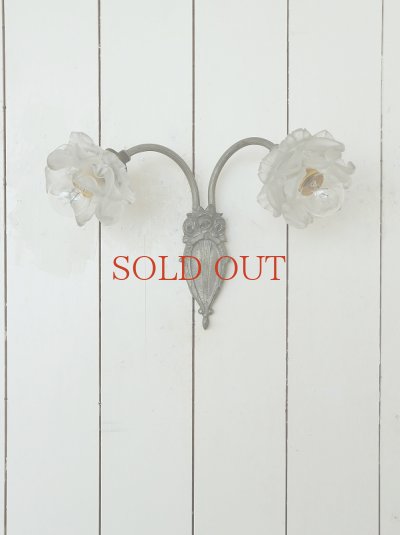 画像5: フランス グレーガラスの 薔薇ウォールライト