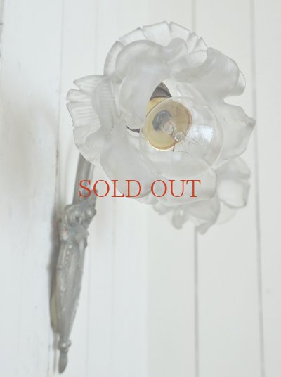 画像10: フランス グレーガラスの 薔薇ウォールライト