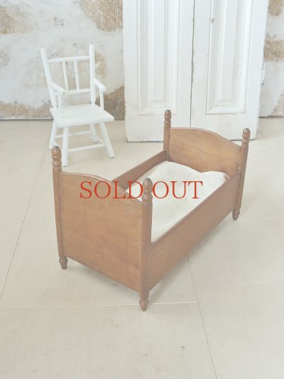 画像14: かわいい ドールキャップ付き 木製ドールベッド