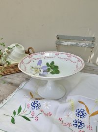 小花ガーランドが かわいい陶器製 コンポート皿