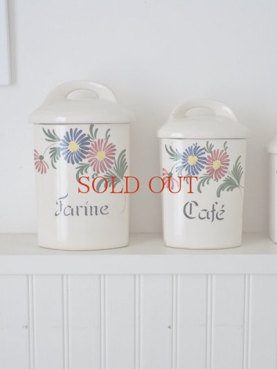 画像2: フランス お花がかわいい陶器製 キャニスター4個セット  20%OFF 