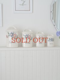 フランス お花がかわいい陶器製 キャニスター4個セット  20%OFF 