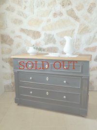 天板がオーク材の 大人っぽい濃紺 チェスト  40%OFF 