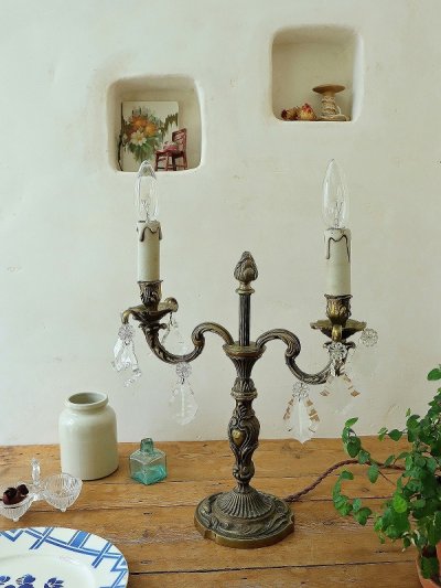 画像2: フランス 真鍮のデザインが 素敵なろうそく型 テーブルランプ