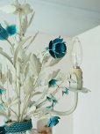 画像10: フランス ブルーの小花が素敵な アイアンシャンデリア