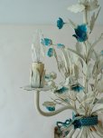 画像9: フランス ブルーの小花が素敵な アイアンシャンデリア