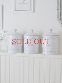 フランス 大人っぽいホーロー製 キャニスター3個セット  20%OFF 