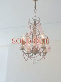 フランス パーツがレアでかわいい オパリンガラスシャンデリア  50%OFF 