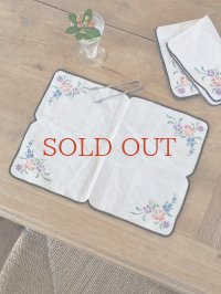 フランス お花の刺繍がかわいい ティータイムマット2枚セット  20%OFF 