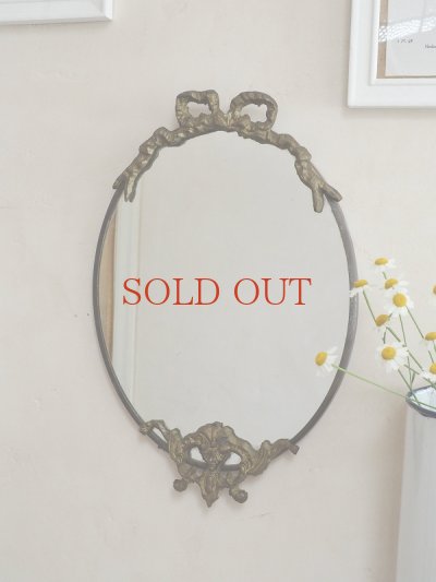 画像2: 真鍮製のリボンがかわいい 壁かけミラー  30%OFF 