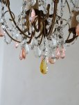 画像17: フランス サーモンピンクドロップが 素敵な3灯シャンデリア