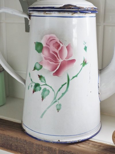 画像8: フランス お花がかわいいホーロー製 コーヒーポット
