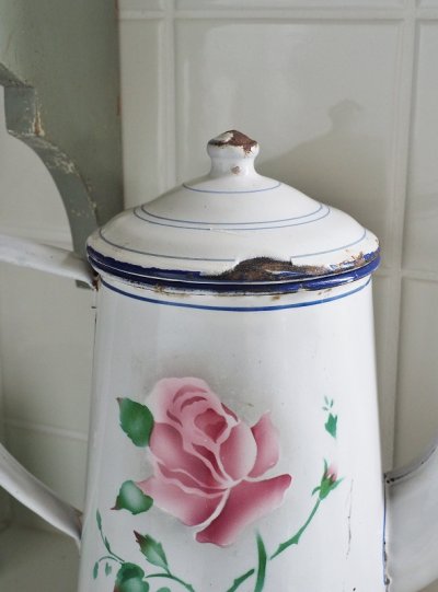 画像7: フランス お花がかわいいホーロー製 コーヒーポット