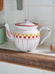 画像2: フランス<br/>BB社製格子柄がかわいい<br/>ホーロー製ティーポット (2)