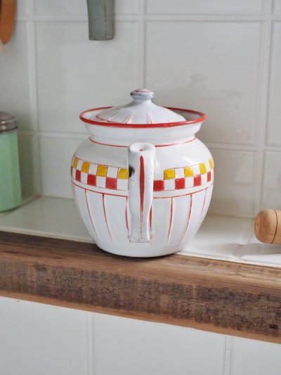 画像8: フランス BB社製格子柄がかわいい ホーロー製ティーポット