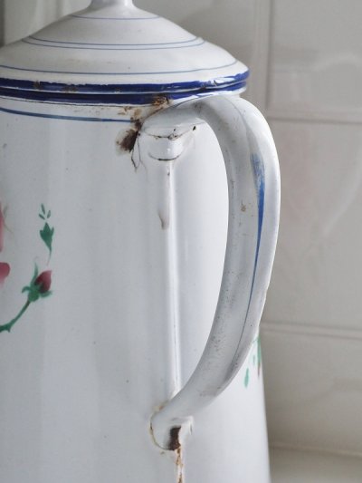 画像10: フランス お花がかわいいホーロー製 コーヒーポット