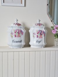 フランス ラズベリーがかわいい 陶器製 キャニスター2個セット