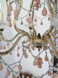 画像16: フランス オパリンドロップがかわいい 6灯シャンデリア