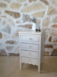 フランス ペールベージュの ぽってりオリジナルペイントが かわいい4段ドローワー