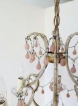 画像11: フランス オパリンドロップがかわいい 6灯シャンデリア