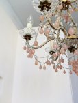 画像17: フランス オパリンドロップがかわいい 6灯シャンデリア