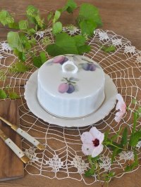プラムの絵柄が素敵な 陶器製バターケース