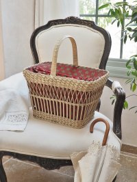 フランス ファブリックと編み込みの組み合わせがかわいい パニエ