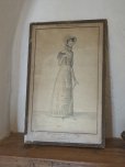 画像6: フランス ガラスの額付き 貴婦人のプリント画