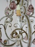画像10: フランス すみれ色のドロップがかわいい 1灯シャンデリア