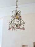 画像6: フランス すみれ色のドロップがかわいい 1灯シャンデリア
