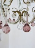 画像13: フランス すみれ色のドロップがかわいい 1灯シャンデリア