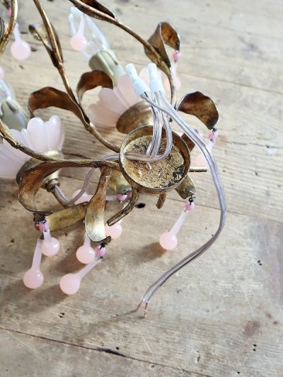 画像14: フランス ピンクオパリンガラス ウォールライト