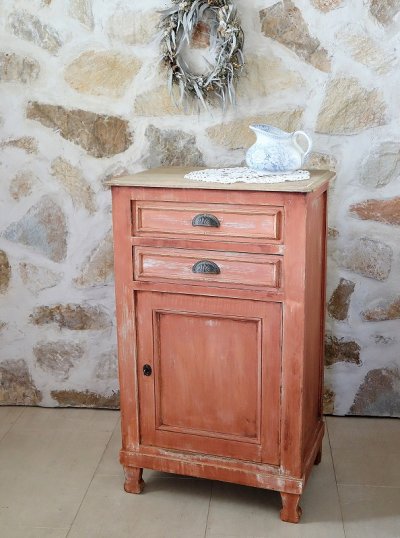 可愛い　アンティーク　オーク天板　キャビネット