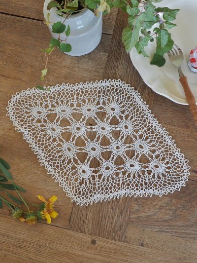 画像6: フランス 繊細で薄手のレース編み テーブルセンター
