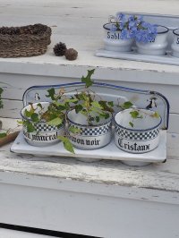 フランス 格子柄がかわいいホーロー製 サボンラック