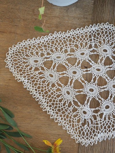 画像7: フランス 繊細で薄手のレース編み テーブルセンター