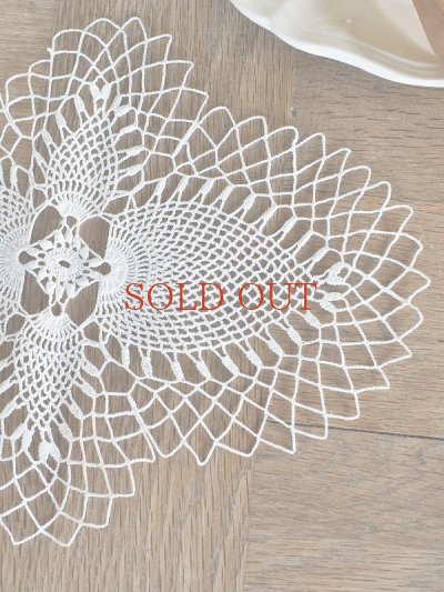画像5: フランス 繊細で薄手のレース編み テーブルセンター
