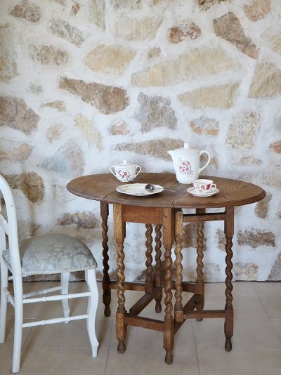 フランス　かわいい　アンティーク　オーク　バタフライテーブル