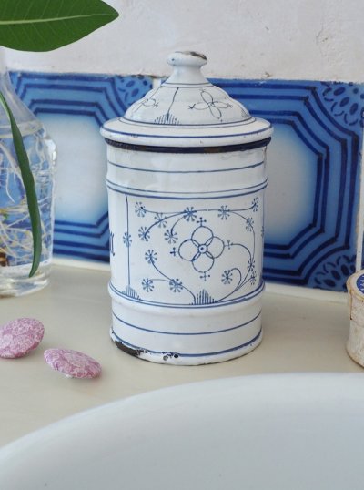 画像7: フランス サキソニー柄ホーロー製 キャニスター