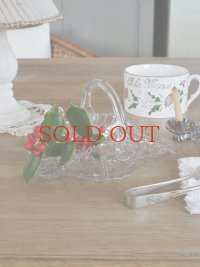 フランス ガラス製 バスケットトレイ