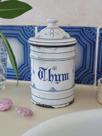 画像2: フランス サキソニー柄ホーロー製 キャニスター