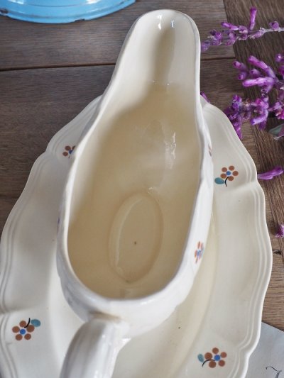 画像12: フランス お花模様がかわいい 陶器製ソーシエ