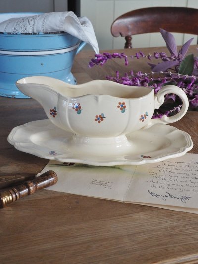 画像9: フランス お花模様がかわいい 陶器製ソーシエ