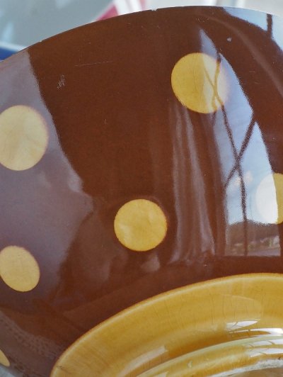 画像10: フランス サルグミンヌ製 大きなドット柄 カフェオレボウル